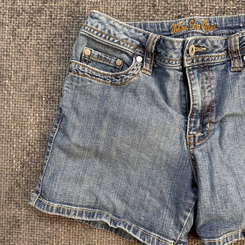 Urban Star Jeans Denim Shorts Womens 26 Blue Embroidered Y2K Flap Pocket 703643 - Picture 4 of 12